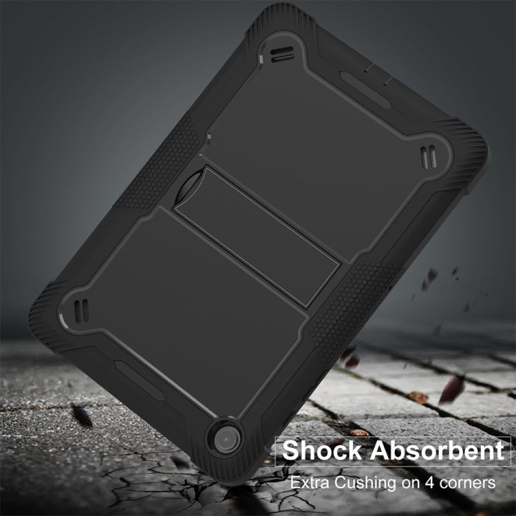 For Samsung Galaxy Tab A9+ Shockproof Silicone Hybrid PC Tablet Case with Holder(Black)