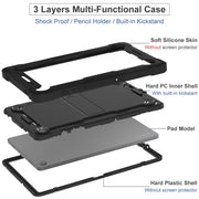 For Samsung Galaxy Tab A9+ Shockproof Silicone Hybrid PC Tablet Case with Holder(Black)