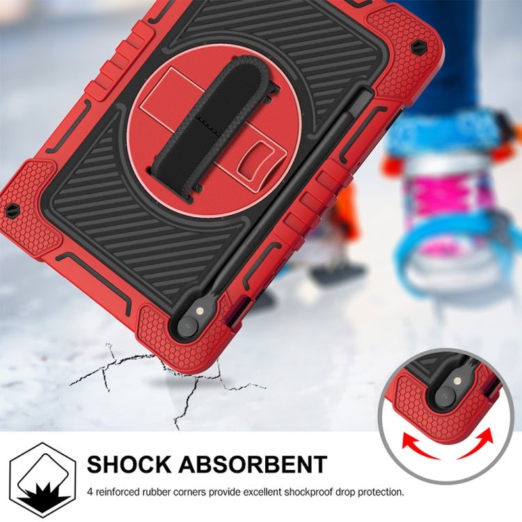 For Samsung Galaxy Tab S9 360 Degree Rotation PC Contrast Silicone Tablet Case(Red + Black)