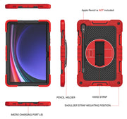 For Samsung Galaxy Tab S9 360 Degree Rotation PC Contrast Silicone Tablet Case(Red + Black)
