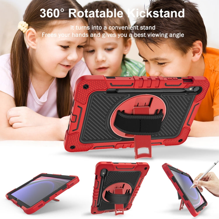 For Samsung Galaxy Tab S9 360 Degree Rotation PC Contrast Silicone Tablet Case(Red + Black)