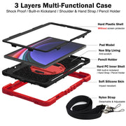 For Samsung Galaxy Tab S9 360 Degree Rotation PC Contrast Silicone Tablet Case(Red + Black)