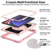 For Samsung Galaxy Tab S9 360 Degree Rotation PC Contrast Silicone Tablet Case(Rose Gold)