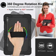 For Samsung Galaxy Tab S9 360 Degree Rotation PC Contrast Silicone Tablet Case(Black)