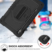 For Samsung Galaxy Tab S9 360 Degree Rotation PC Contrast Silicone Tablet Case(Black)