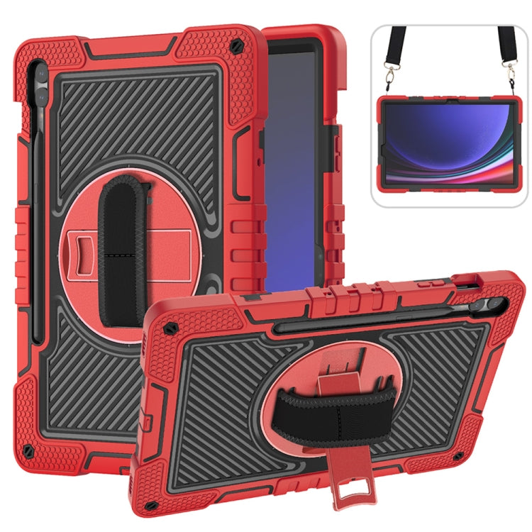 For Samsung Galaxy Tab S9+ 360 Degree Rotation PC Contrast Silicone Tablet Case(Red + Black)