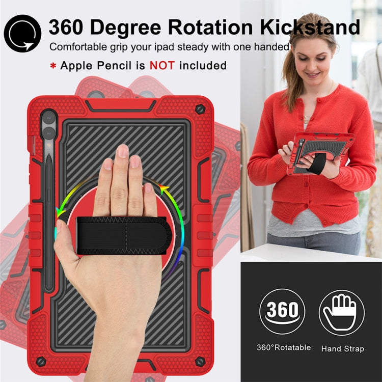 For Samsung Galaxy Tab S9+ 360 Degree Rotation PC Contrast Silicone Tablet Case(Red + Black)
