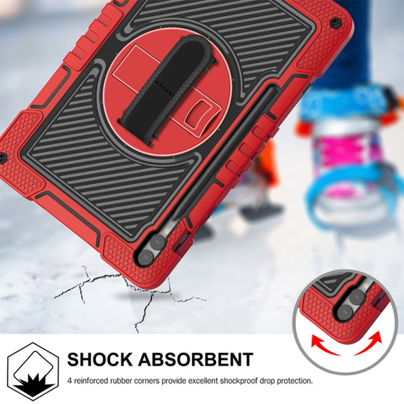 For Samsung Galaxy Tab S9+ 360 Degree Rotation PC Contrast Silicone Tablet Case(Red + Black)