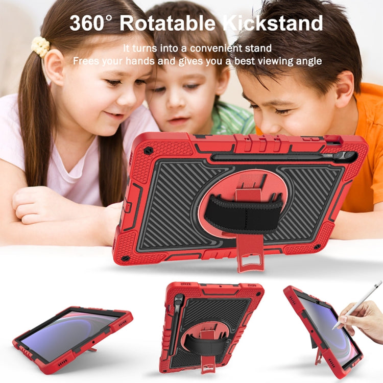 For Samsung Galaxy Tab S9+ 360 Degree Rotation PC Contrast Silicone Tablet Case(Red + Black)