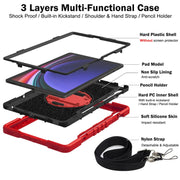 For Samsung Galaxy Tab S9+ 360 Degree Rotation PC Contrast Silicone Tablet Case(Red + Black)