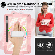 For Samsung Galaxy Tab S9+ 360 Degree Rotation PC Contrast Silicone Tablet Case(Rose Gold)