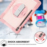 For Samsung Galaxy Tab S9+ 360 Degree Rotation PC Contrast Silicone Tablet Case(Rose Gold)