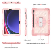 For Samsung Galaxy Tab S9+ 360 Degree Rotation PC Contrast Silicone Tablet Case(Rose Gold)