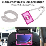 For Samsung Galaxy Tab S9+ 360 Degree Rotation PC Contrast Silicone Tablet Case(Rose Red + Pink)