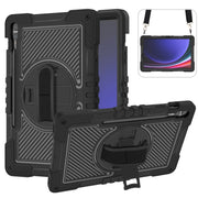 For Samsung Galaxy Tab S9+ 360 Degree Rotation PC Contrast Silicone Tablet Case(Black)