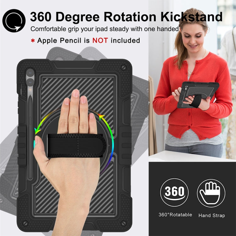 For Samsung Galaxy Tab S9+ 360 Degree Rotation PC Contrast Silicone Tablet Case(Black)