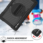 For Samsung Galaxy Tab S9+ 360 Degree Rotation PC Contrast Silicone Tablet Case(Black)