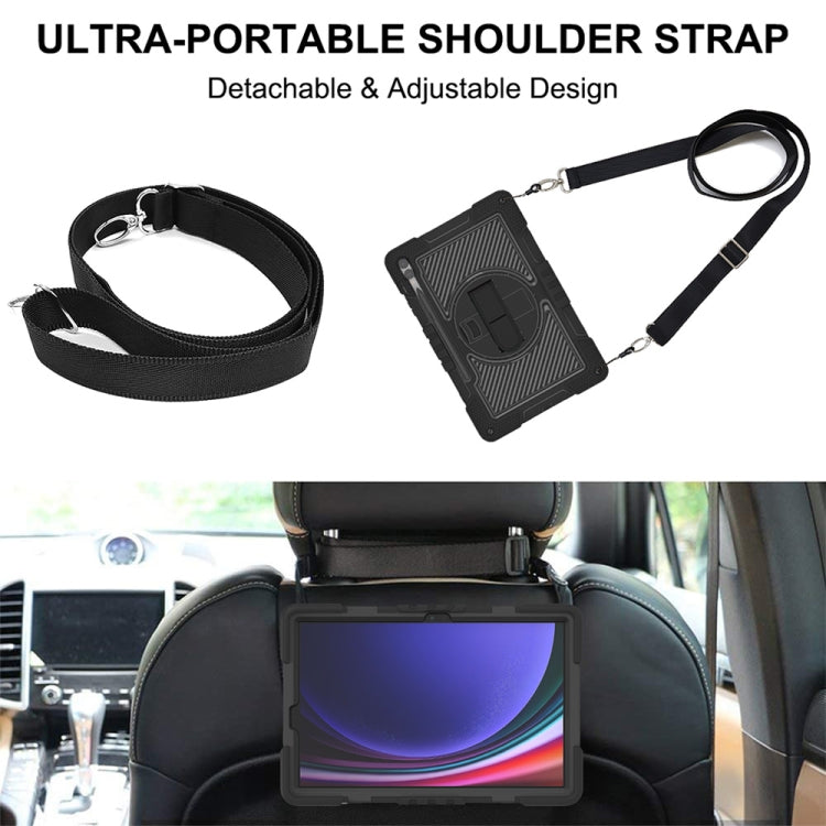 For Samsung Galaxy Tab S9+ 360 Degree Rotation PC Contrast Silicone Tablet Case(Black)