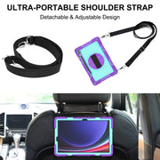 For Samsung Galaxy Tab S9+ 360 Degree Rotation PC Contrast Silicone Tablet Case(Purple + Mint Green)