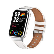 For Xiaomi Smart Band 9 Pro / 8 Pro 18mm Microfiber Sewing Leather Watch Band(White+Silver)