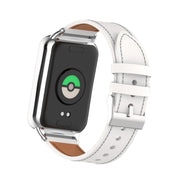For Xiaomi Smart Band 9 Pro / 8 Pro 18mm Microfiber Sewing Leather Watch Band(White+Silver)