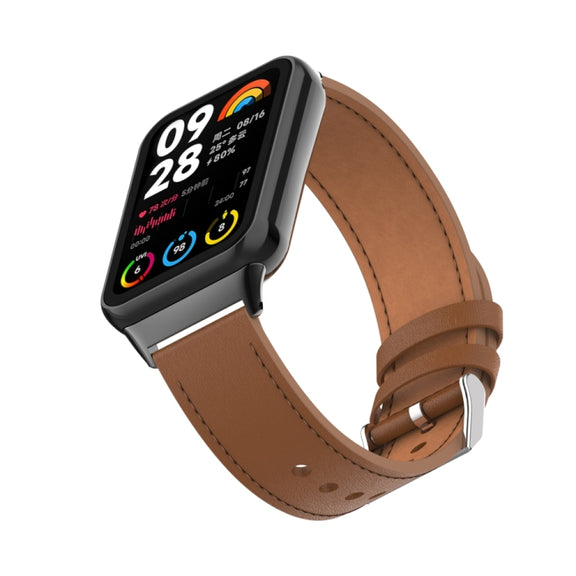 For Xiaomi Smart Band 9 Pro / 8 Pro 18mm Microfiber Sewing Leather Watch Band(Brown)