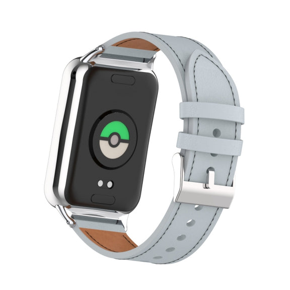 For Xiaomi Smart Band 9 Pro / 8 Pro 18mm Microfiber Sewing Leather Watch Band(Grey)