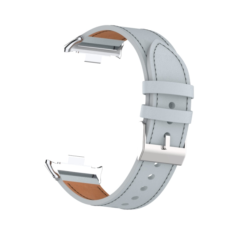 For Xiaomi Smart Band 9 Pro / 8 Pro 18mm Microfiber Sewing Leather Watch Band(Grey)