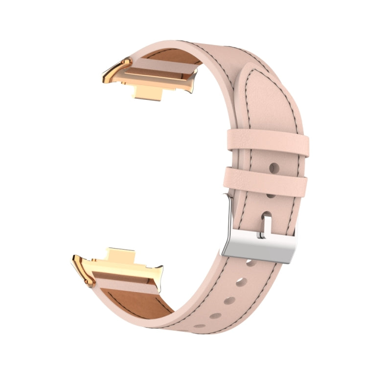 For Xiaomi Smart Band 9 Pro / 8 Pro 18mm Microfiber Sewing Leather Watch Band(Pink)