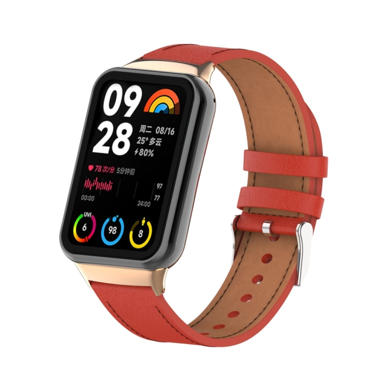 For Xiaomi Smart Band 9 Pro / 8 Pro 18mm Microfiber Sewing Leather Watch Band(Red)