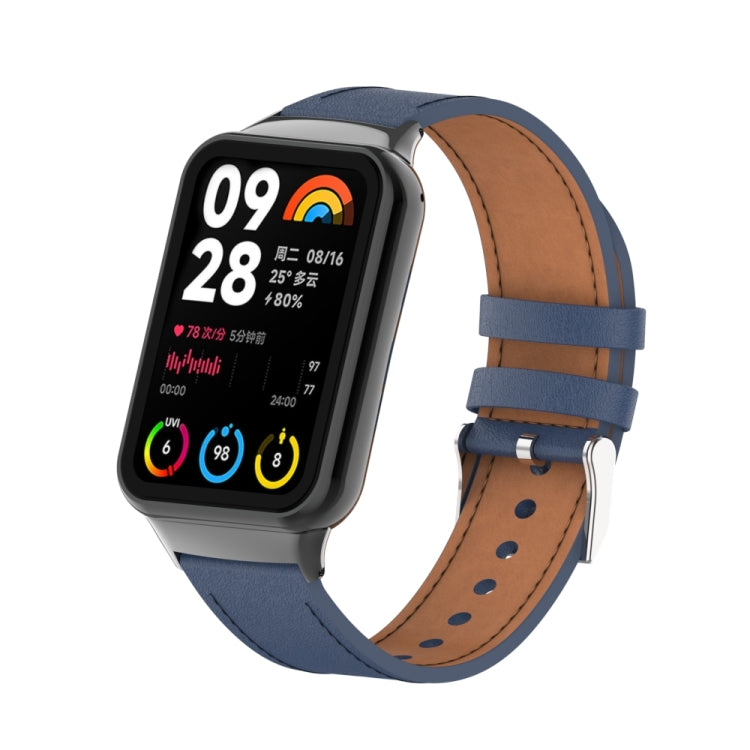 For Xiaomi Smart Band 9 Pro / 8 Pro 18mm Microfiber Sewing Leather Watch Band(Blue)