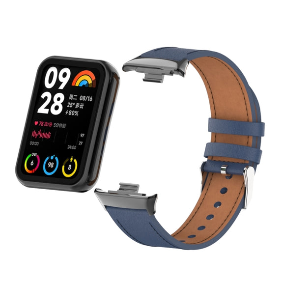 For Xiaomi Smart Band 9 Pro / 8 Pro 18mm Microfiber Sewing Leather Watch Band(Blue)
