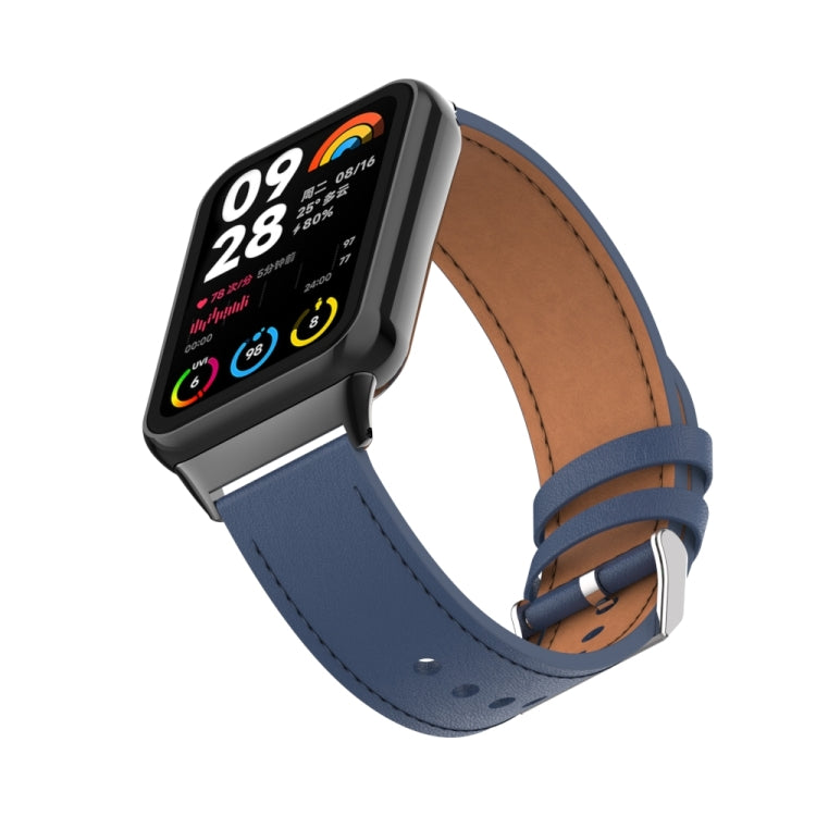 For Xiaomi Smart Band 9 Pro / 8 Pro 18mm Microfiber Sewing Leather Watch Band(Blue)