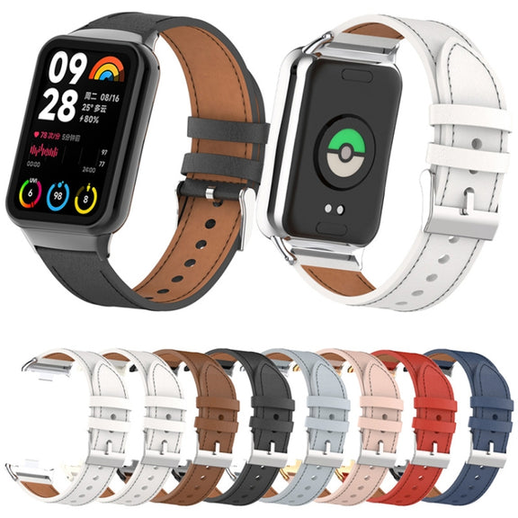 For Xiaomi Smart Band 9 Pro / 8 Pro 18mm Microfiber Sewing Leather Watch Band(White+Silver)