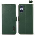 For Sony Xperia 5 V KHAZNEH Side-Magnetic Litchi Genuine Leather RFID Case(Green) - Sony Cases by PMC TechLife | Online Shopping South Africa | PMC TechLife | Buy Now Pay Later Mobicred