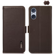 For Sony Xperia 5 V KHAZNEH Side-Magnetic Litchi Genuine Leather RFID Case(Brown) - Sony Cases by PMC TechLife | Online Shopping South Africa | PMC TechLife | Buy Now Pay Later Mobicred