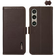 For Sony Xperia 1 VI KHAZNEH Side-Magnetic Litchi Genuine Leather RFID Case(Brown) - free shipping - PMC TechLife - Order now!