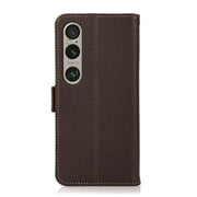 For Sony Xperia 1 VI KHAZNEH Side-Magnetic Litchi Genuine Leather RFID Case(Brown)