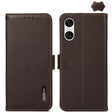 For Sony Xperia 10 VI KHAZNEH Side-Magnetic Litchi Genuine Leather RFID Case(Brown) - Sony Cases by PMC TechLife | Online Shopping South Africa | PMC TechLife | Buy Now Pay Later Mobicred