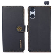 For Sony Xperia 5 V KHAZNEH Custer Genuine Leather RFID Phone Case(Blue)
