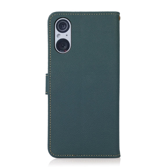 For Sony Xperia 5 V KHAZNEH Custer Genuine Leather RFID Phone Case(Green)