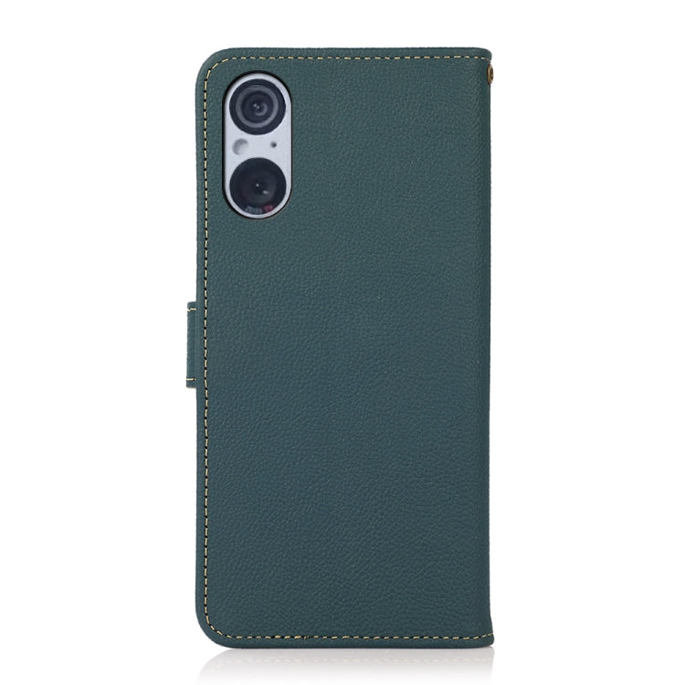 For Sony Xperia 5 V KHAZNEH Custer Genuine Leather RFID Phone Case(Green)