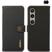 For Sony Xperia 1 VI KHAZNEH Custer Genuine Leather RFID Phone Case(Black)