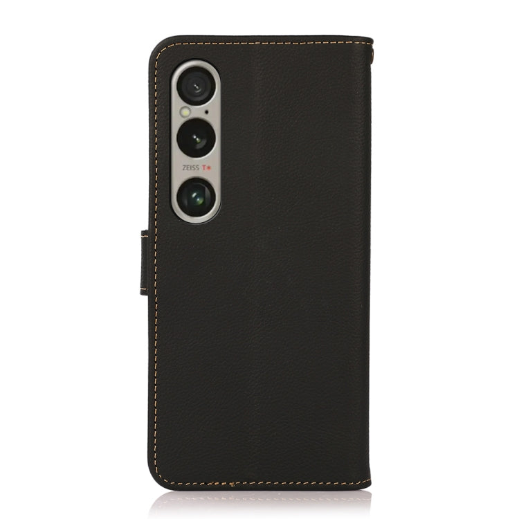For Sony Xperia 1 VI KHAZNEH Custer Genuine Leather RFID Phone Case(Black)