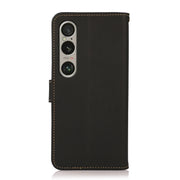 For Sony Xperia 1 VI KHAZNEH Custer Genuine Leather RFID Phone Case(Black)