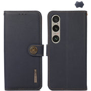 For Sony Xperia 1 VI KHAZNEH Custer Genuine Leather RFID Phone Case(Blue)