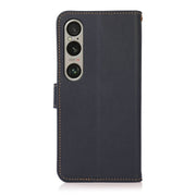 For Sony Xperia 1 VI KHAZNEH Custer Genuine Leather RFID Phone Case(Blue)
