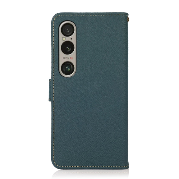 For Sony Xperia 1 VI KHAZNEH Custer Genuine Leather RFID Phone Case(Green)