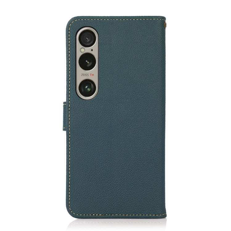 For Sony Xperia 1 VI KHAZNEH Custer Genuine Leather RFID Phone Case(Green)