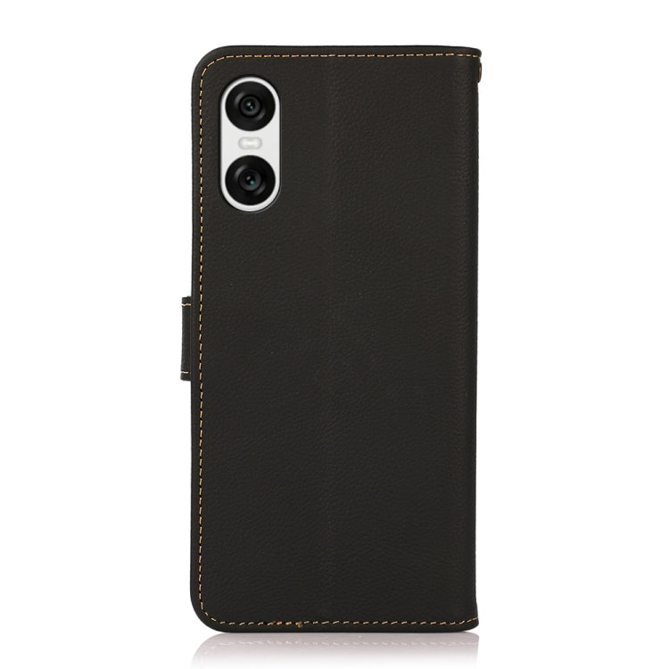 For Sony Xperia 10 VI KHAZNEH Custer Genuine Leather RFID Phone Case(Black)
